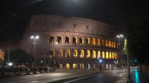 Colosseum Empty streets at night2 Stock Footage 117452167