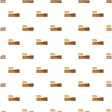 Colosseum flat icon seamless pattern background Stock Illustration