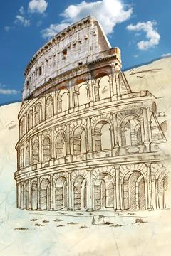 Colosseum hand draw Stockillustratie