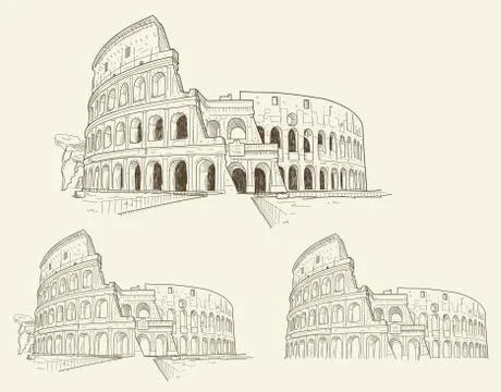Colosseum hand drawn vector illustration isolated Stock Illustration