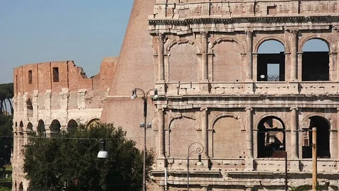 The Colosseum, inner and outer walls, Rome, Italy Stock Footage 94214877