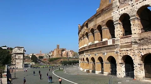 Colosseum - the main tourist attractions of Rome, Italy. Ancient Rome Ruins of Stock Footage