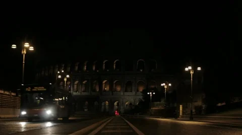 Colosseum at night Stock Footage 13352287