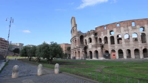 Colosseum plain view, no people under a clear sky Stock Footage 133616614