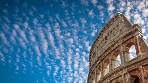 Colosseum Rome Low Angle Sky Clouds Time Lapse Stock Footage 126986582