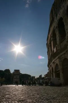 Colosseum in Rome at Sunset - Silhouette Stock Photos