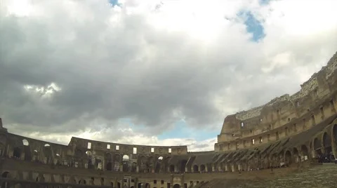 Colosseum Time lapse in Blue Fluffy Clouds / Rome / Itally Stock Footage 46859959