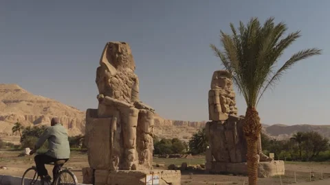 Colossi of Memnon drive by shot Video stock 244738966