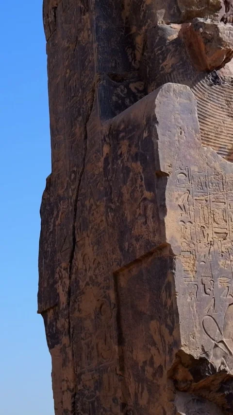 Colossi of Memnon massive stone statues of Pharaoh Amenhotep III in Luxor Egypt Stock Footage 337501074