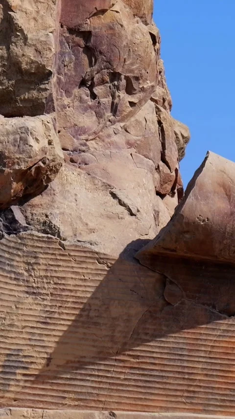 Colossi of Memnon massive stone statues of Pharaoh Amenhotep III in Luxor Egypt Stock Footage 337501351