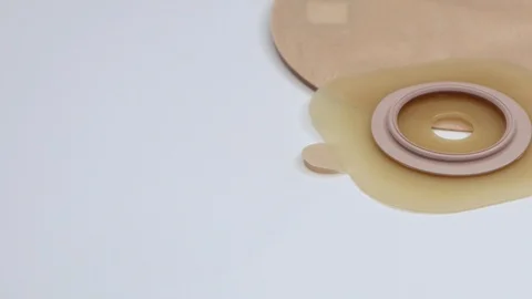 Colostomy bag, supply needed after colostomy surgery. Ostomy pouch. Video stock 122120085