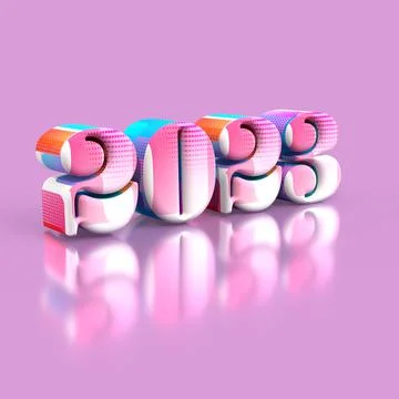 Colouful 2023 3D Render on a pink background Stock Illustration