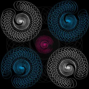 Colour abstract shapes on black background Stock Illustration