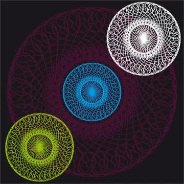 Colour abstract shapes on black background Stock Illustration