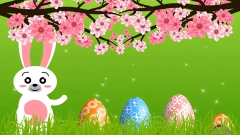Colour and pattern changing eggs with animated bunny Stock Footage 234105695