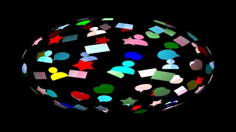 Colour application web notification icons rotating around a sphere Stock Footage 94320595