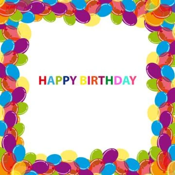 Colour balloons on white background with text Stock Illustration