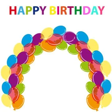 Colour balloons on white background with text Stock Illustration