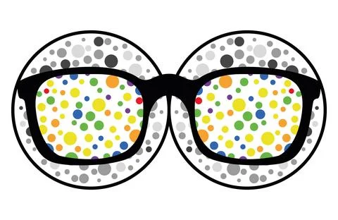 Colour blindness glasses test Illustrazione stock