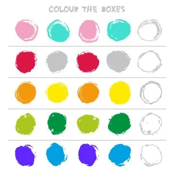Colour the boxes. Educational game what comes next of Education Counting play Stock Illustration