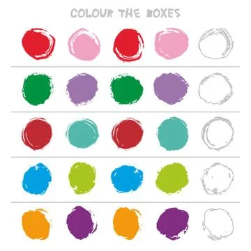 Colour the boxes. Educational game what comes next of Education Counting play Stock Illustration