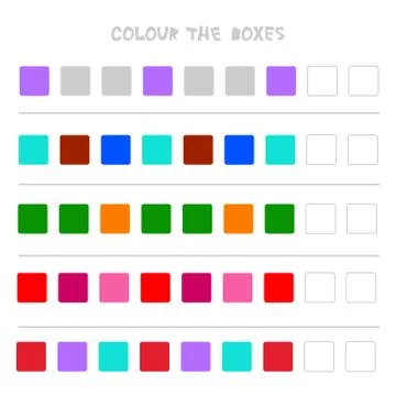 Colour the boxes. Educational game what comes next of Education Counting play Stock Illustration