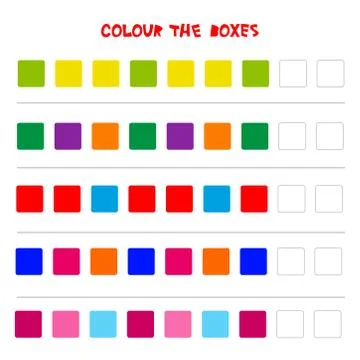 Colour the boxes. Educational game what comes next of Education Counting play 스톡 일러스트