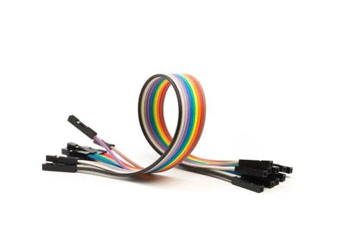 Colour cable bus isolated on white background Stock Photos