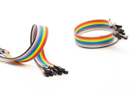 Colour cable bus isolated on white background Stock Photos
