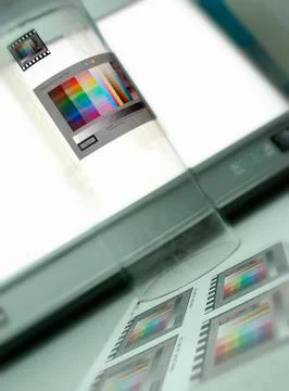 COLOUR CALIBRATION OF DRUM SCANNER USING KODAK  TEST TRANSPARENCY Stock Photos