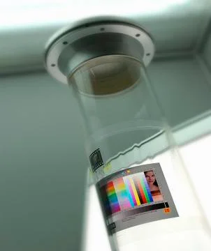COLOUR CALIBRATION OF DRUM SCANNER USING KODAK Q60EI TEST TRANSPARENCY Foto stock