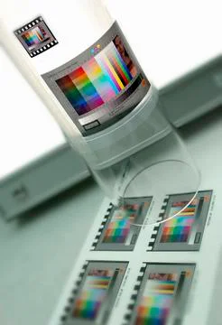 COLOUR CALIBRATION OF DRUM SCANNER USING KODAK Q60EI TEST TRANSPARENCY Stock Photos