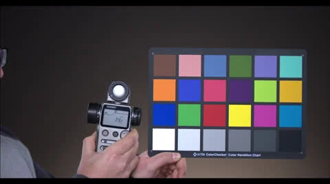 Colour Chart and Light Meter Stock Footage 22674087