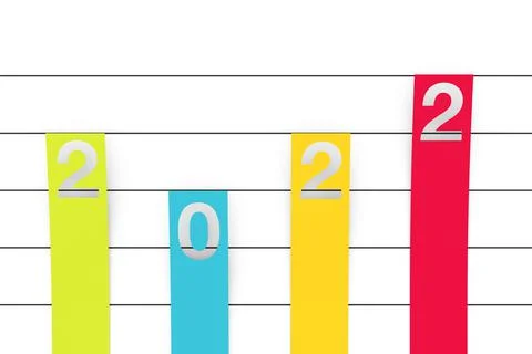 Colour Column Flat Graph Chart Infographics Paper Elements with 2022 New Year Stock Illustration
