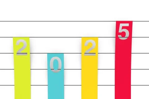 Colour Column Flat Graph Chart Infographics Paper Elements with 2025 New Ye.. Stock Illustration