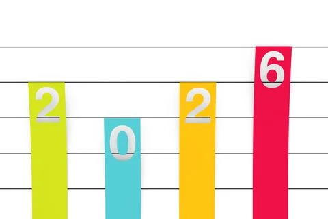 Colour Column Flat Graph Chart Infographics Paper Elements with 2026 New Ye.. イラスト素材