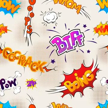 Colour comics effects on old paper, seamless pattern Stock Illustration