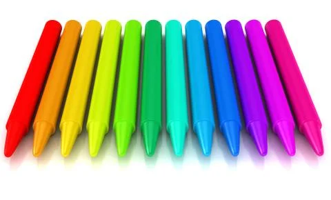Colour crayons over white background Stock Illustration