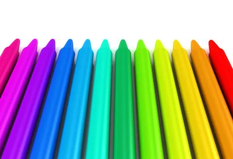 Colour crayons over white background Stock Illustration