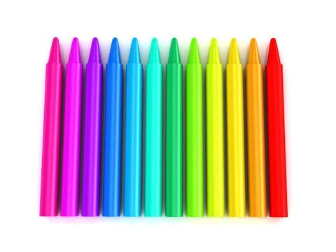 Colour crayons over white background Stock Illustration