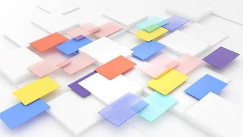 Colour glass technology square shape,science and technology concept,3d rend.. Foto stock