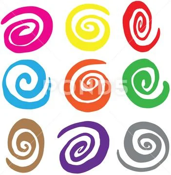 Colour Hand Drawn Swirl Circle Vectors Stock Illustration