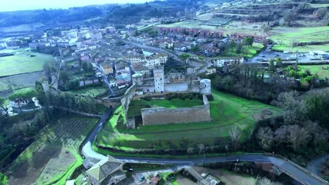 Colour orbit-Aerial drone view Staggia Castle Siena 4K Tuscany Italy Stock Footage 188463903