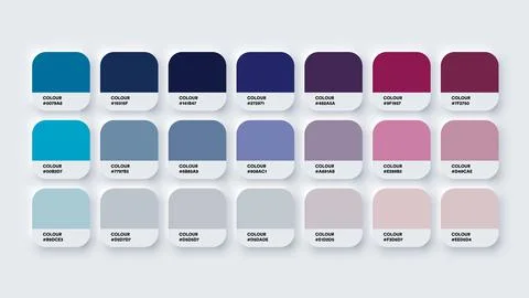 Colour Palette Catalog Samples Blue and Purple in RGB HEX. Neomorphism Vector Stock-Illustration