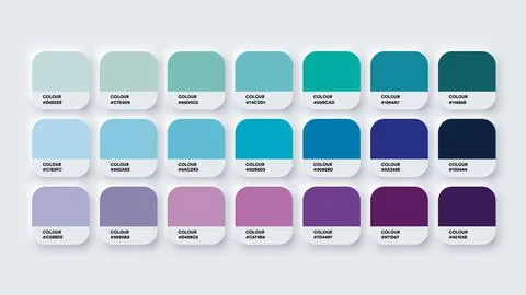 Colour Palette Catalog Samples Blue and Purple in RGB HEX. Neomorphism Vector Stock-Illustration