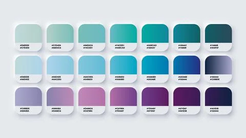 Colour Palette Catalog Samples Blue and Purple in RGB or HEX Pastel and Neon Stock Illustration