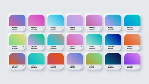 Colour Palette Catalog Samples Gradient in RGB or HEX Pastel and Neon Stock Illustration