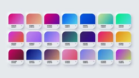 Colour Palette Catalog Samples Gradient in RGB or HEX Pastel and Neon Stock Illustration