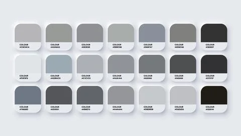Colour Palette Catalog Samples Grey in RGB HEX. Neomorphism Vector イラスト素材