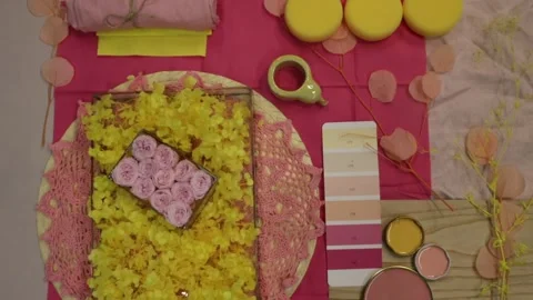 Colour palette mood board for interior design and decoration 스톡 동영상 277418770